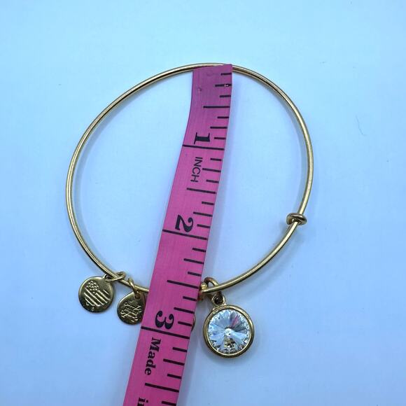 Alex And Ani April Birthstone Bangle Bracelet Shiny Gold Clear Crystal Charm - Picture 4 of 7